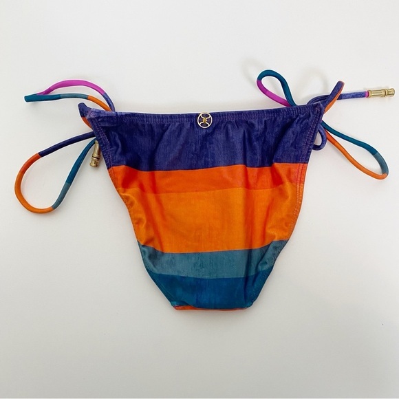 New! Vix Multicolored Stripe Tie Waist String Bikini Bottom - Picture 3 of 5